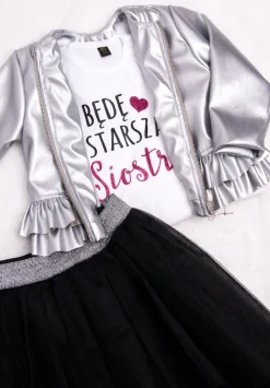 Będę starszą siostrą body z falbankami przy rękawkach