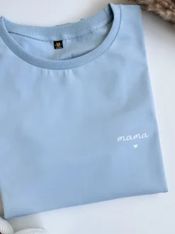 Błękitna koszulka damska z nadrukiem mama