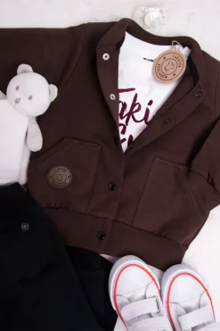 Bluza bomberka dla chłopca w kolorze brązowym