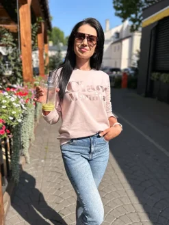 Bluza damska brudny róż z nadrukiem Ciao Mamita