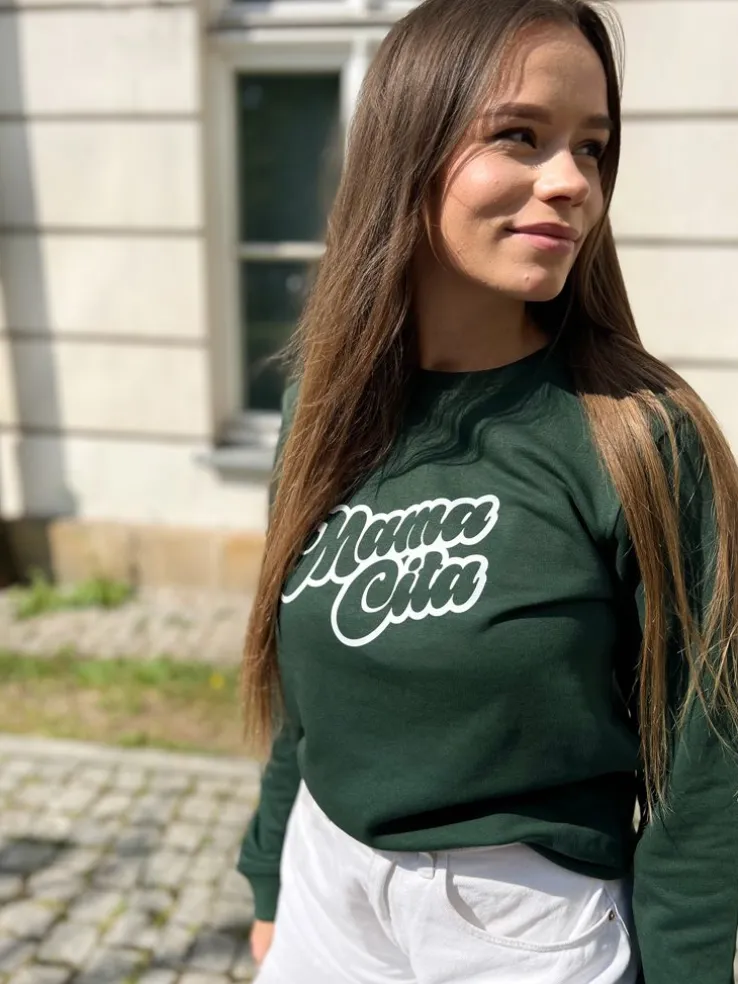 Bluza damska butelkowa zieleń z nadrukiem Mamacita