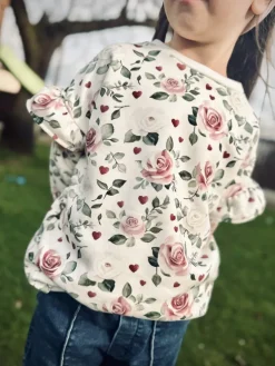 Bluza dla dziewczynki z falbankami róże i serca