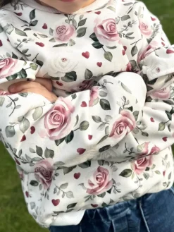 Bluza dla dziewczynki z falbankami róże i serca
