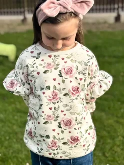 Bluza dla dziewczynki z falbankami róże i serca