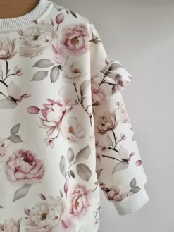 Bluza dla dziewczynki z falbankami ogród piwonii