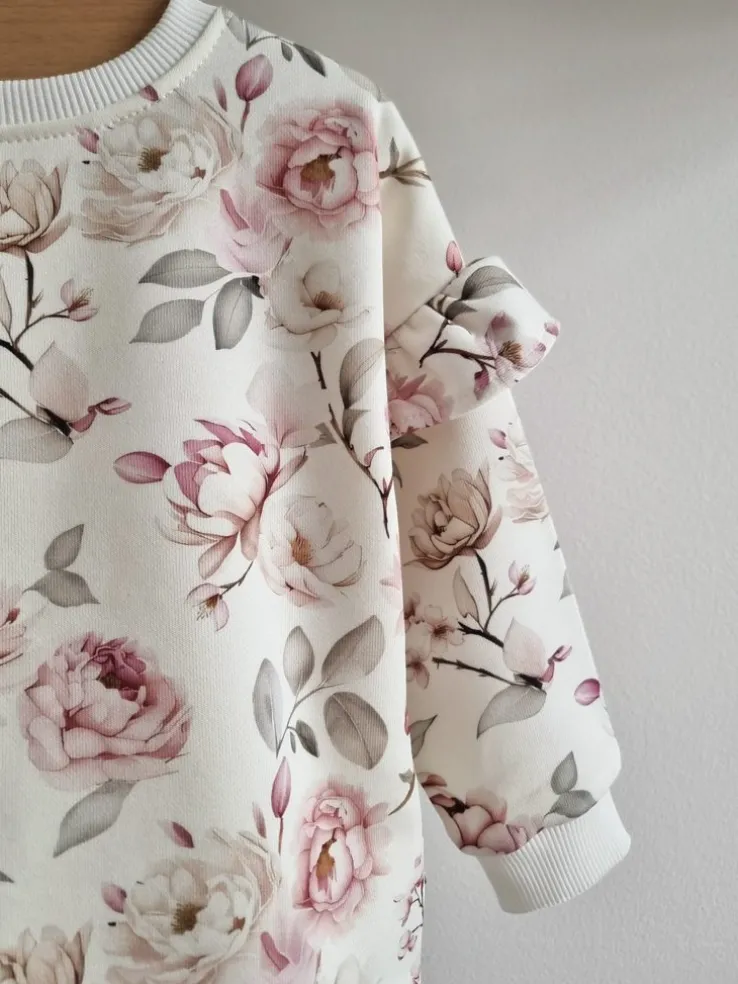 Bluza dla dziewczynki z falbankami ogród piwonii