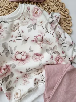 Bluza dla dziewczynki z falbankami ogród piwonii