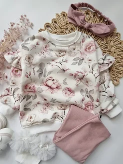 Bluza dla dziewczynki z falbankami ogród piwonii