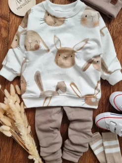 Bluza dziecięca beżowe króliczki