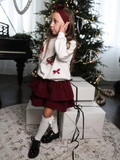 Bluza dziecięca bordowe kokardki