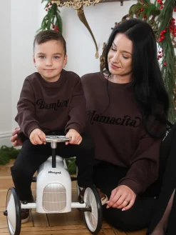 Bluza dziecięca czekoladowa z nadrukiem Bambino