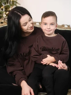 Bluza dziecięca czekoladowa z nadrukiem Bambino