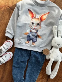 Bluza dziecięca króliczek w ogrodniczkach