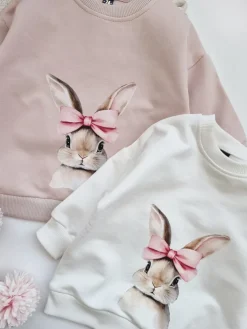 Bluza dziecięca króliczek z różową kokardą