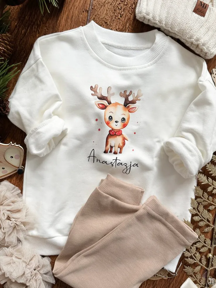Bluza dziecięca z imieniem słodziak renifer