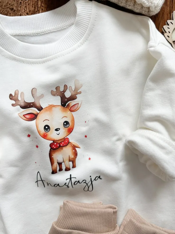 Bluza dziecięca z imieniem słodziak renifer