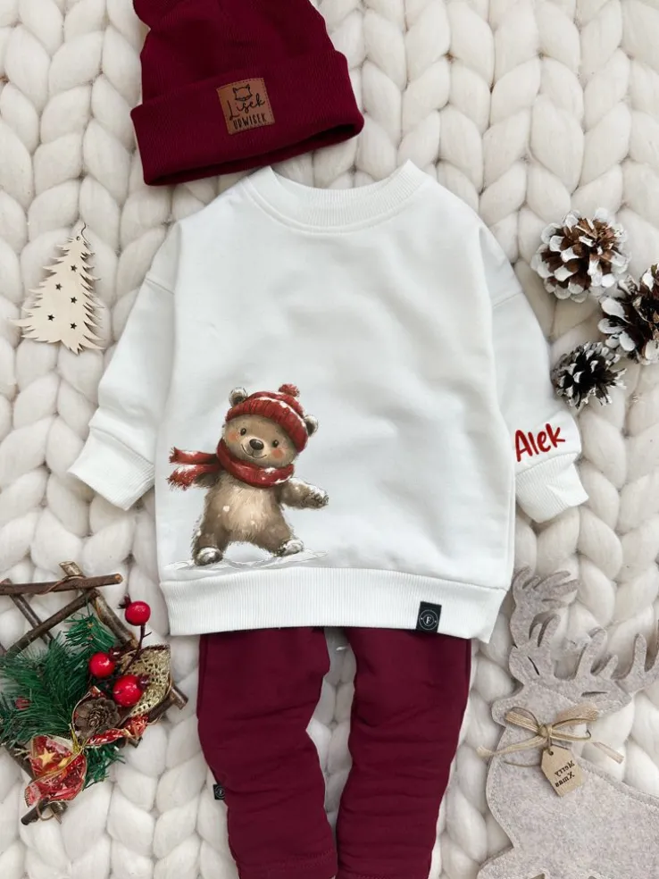 Bluza dziecięca zimowy misiek w czapce