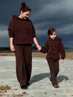 Bluza dziecięca z kapturem brązowa z kokardą bambino