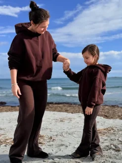 Bluza dziecięca z kapturem brązowa z kokardą bambino
