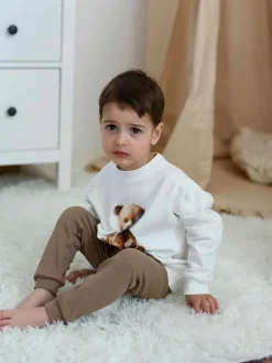 Bluza dziecięca z nadrukiem brązowego misia