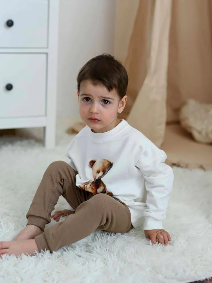 Bluza dziecięca z nadrukiem brązowego misia