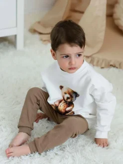 Bluza dziecięca z nadrukiem brązowego misia