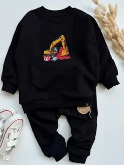 Bluza dziecięca z nadrukiem koparki z serduszkami