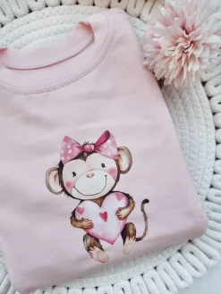 Bluza dziecięca z nadrukiem małpki z serduszkiem