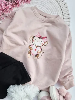 Bluza dziecięca z nadrukiem małpki z serduszkiem