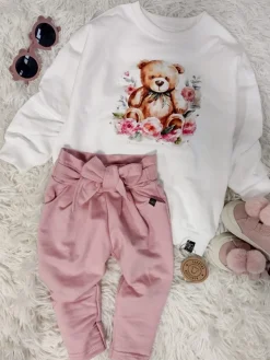Bluza dziecięca z nadrukiem misia w kwiatach