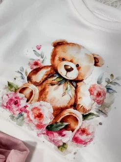 Bluza dziecięca z nadrukiem misia w kwiatach