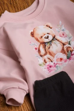 Bluza dziecięca z nadrukiem misia w kwiatach