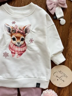 Bluza dziecięca z nadrukiem sarenki w szaliku