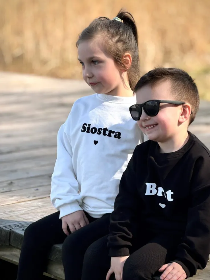 Bluza dziecięca z nadrukiem Siostra ❤/ Brat ❤