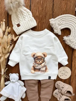 Bluza dziecięca z nadrukiem zimowego niedźwiadka