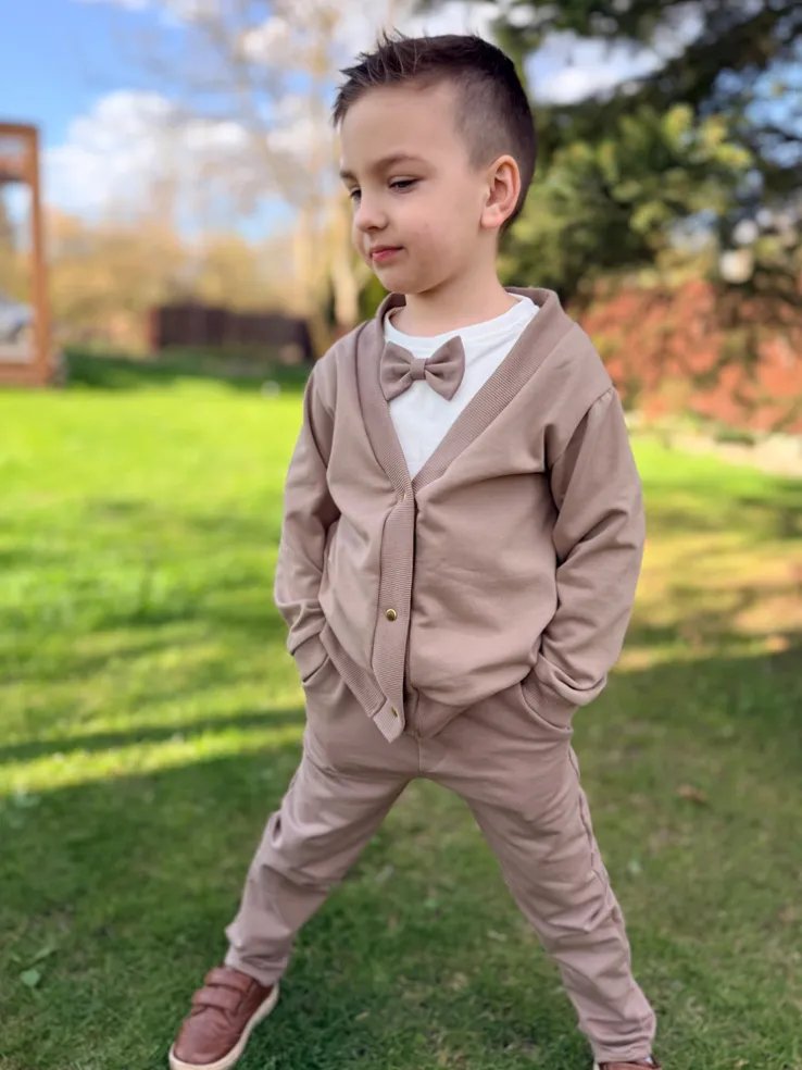 Bluza kardigan dla dziecka rozpinany beżowy