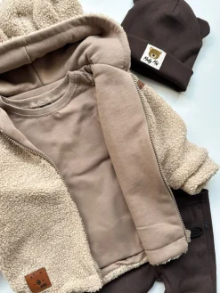 Bluza teddy z uszkami misia beżowa