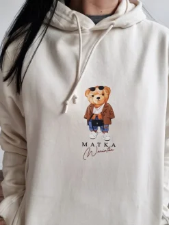 Bluza unisex z kapturem miś matka wariatka