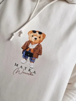 Bluza unisex z kapturem miś matka wariatka