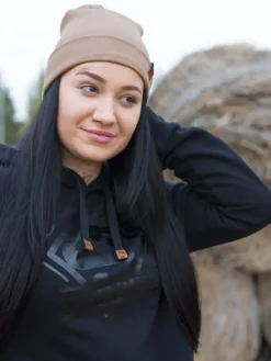 Bluza z kapturem z czarnym nadrukiem super mama