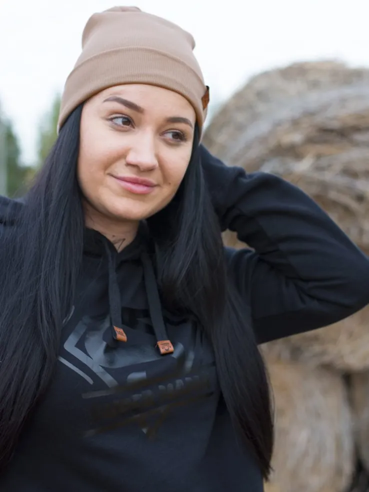 Bluza z kapturem z czarnym nadrukiem super mama