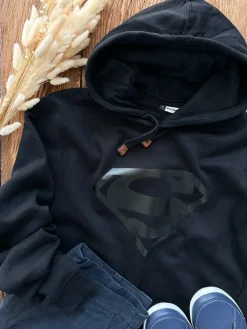 Bluza z kapturem z czarnym znakiem supermena