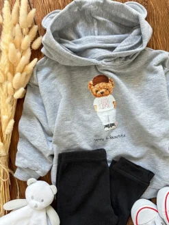 Bluza z kapturem z nadrukiem misia