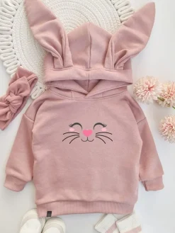 Bluza z kapturem z uszkami buźka zajączka