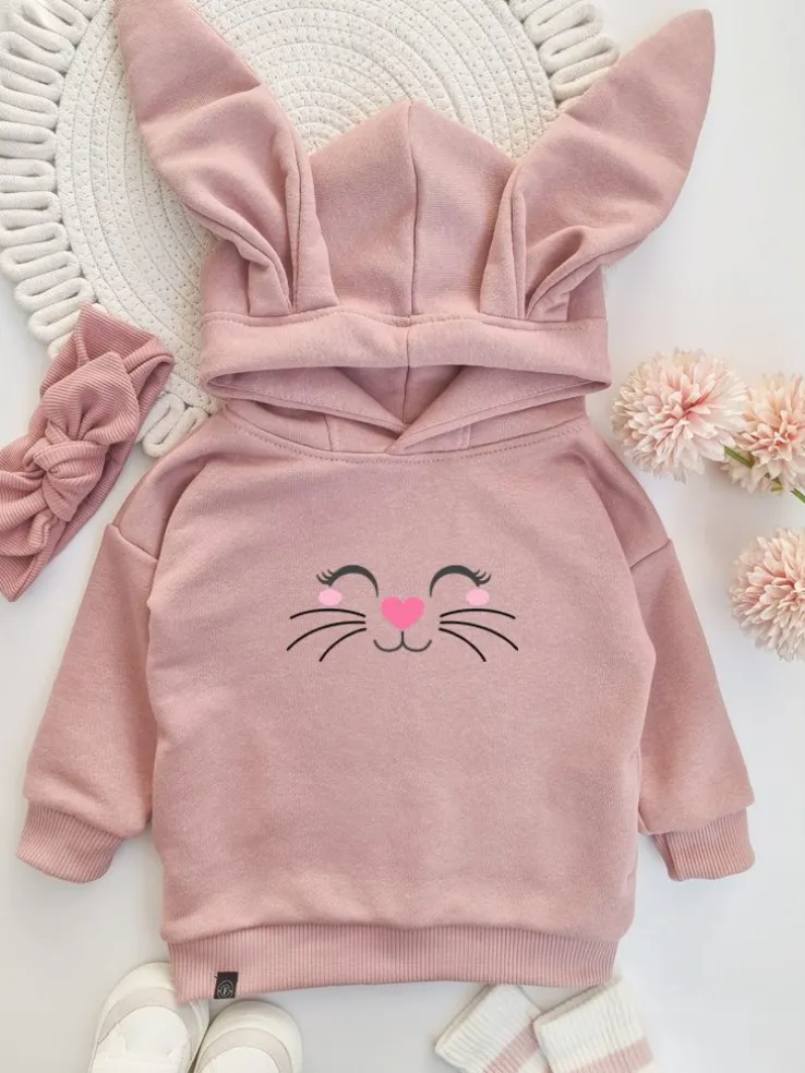 Bluza z kapturem z uszkami buźka zajączka