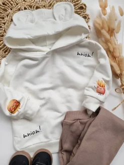 Bluza z kapturem z uszkami burger i frytki mniam mniam