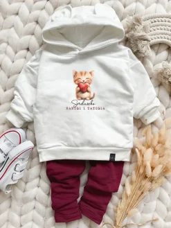 Bluza z kapturem z uszkami kotek Serduszko Mamusi i Tatusia