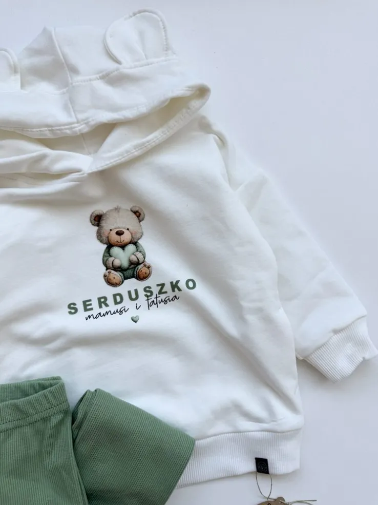 Bluza z kapturem z uszkami miś serduszko mamusi i tatusia