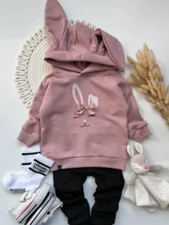 Bluza z kapturem z uszkami zajączka buzia króliczka i kokardka