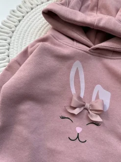 Bluza z kapturem z uszkami zajączka buzia króliczka i kokardka